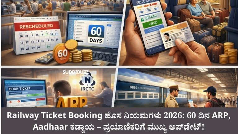 Railway Ticket Booking ಹೊಸ ನಿಯಮಗಳು 2026: 60 ದಿನ ARP, Aadhaar ಕಡ್ಡಾಯ – ಪ್ರಯಾಣಿಕರಿಗೆ ಮುಖ್ಯ ಅಪ್‌ಡೇಟ್!